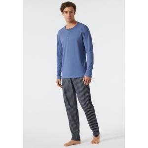 Herenpyjama, lange mouwen 816 jeansblau