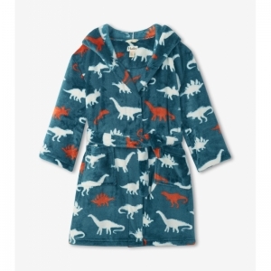 Dino Silhouettes Fleece Robe Legion blue