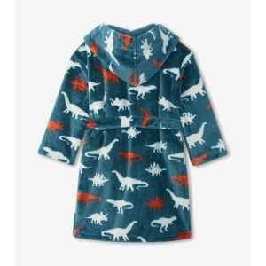 Dino Silhouettes Fleece Robe Legion blue