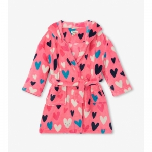 Confetti Hearts Fleece Robe pink Carnation