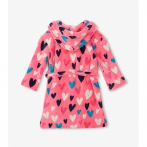 Confetti Hearts Fleece Robe pink Carnation