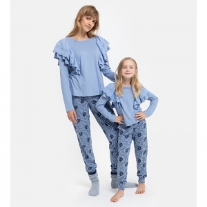 Dames pyjama, lange mouwen 862 grijsblauw