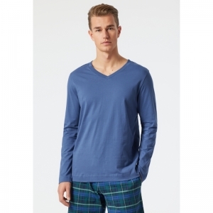 Herenpyjama, lange mouwen 816 jeansblau