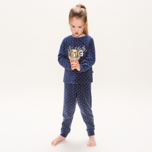 Girls velours set navy