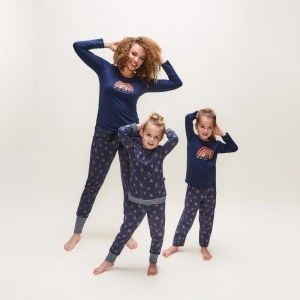 Dames pyjama, lange mouwen navy