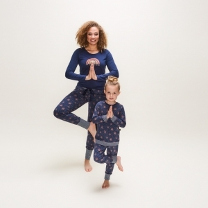 Dames pyjama, lange mouwen navy