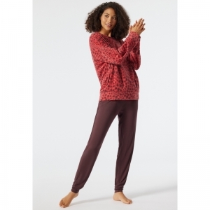 Dames pyjama, fleece 501 hellrot