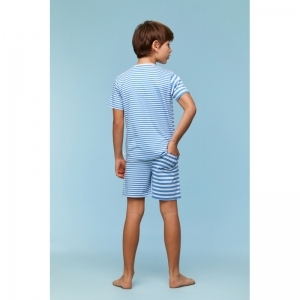 Jongens pyjama, korte mouwen 919 blauw - wit