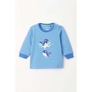 Unisex Babypyjama, lange mouwe 913 blauw gestr