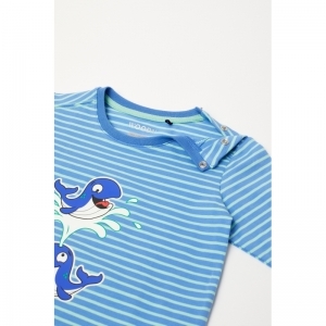 Unisex Babypyjama, lange mouwe 913 blauw gestr