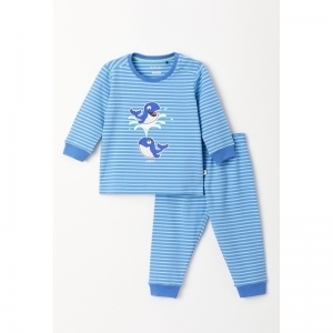 Unisex Babypyjama, lange mouwe 913 blauw gestr