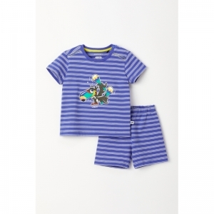 Baby pyjama, korte mouwen 915 blauw gestr