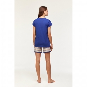 Dames pyjama, korte mouwen 856 blauw