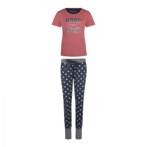 Damespyjama, lange broek rouge pink