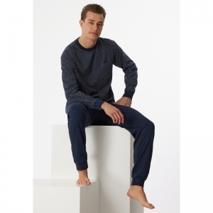 Herenpyjama, lange mouwen 803 donkerblauw