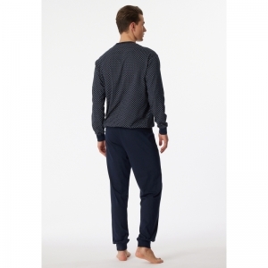 Herenpyjama, lange mouwen 803 donkerblauw