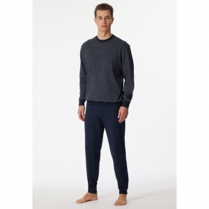 Herenpyjama, lange mouwen 803 donkerblauw