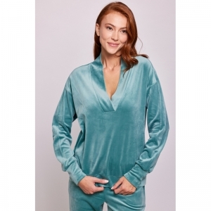 Homewear in velours 867 blauwgroen