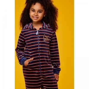 Unisex Onesie in velours 922 bruin-donke