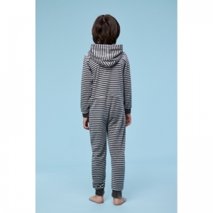 Unisex Onesie in velours 924 grijs-antra