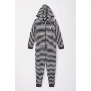 Unisex Onesie in velours 924 grijs-antra