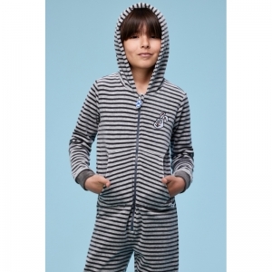 Unisex Onesie in velours 924 grijs-antra