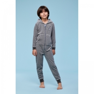 Unisex Onesie in velours 924 grijs-antra