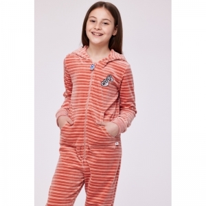 Unisex Onesie in velours 925 roze-gebrok