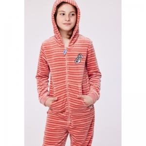 Unisex Onesie in velours 925 roze-gebrok