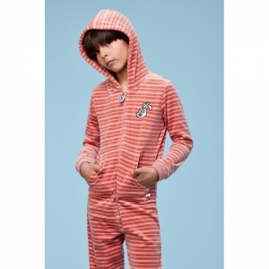 Unisex Onesie in velours 925 roze-gebrok