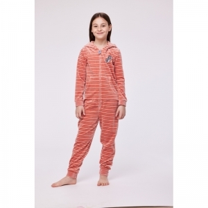 Unisex Onesie in velours 925 roze-gebrok