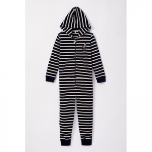 Unisex Onesie in velours 926 donkerblauw