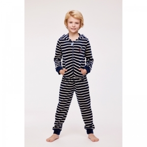 Unisex Onesie in velours 926 donkerblauw