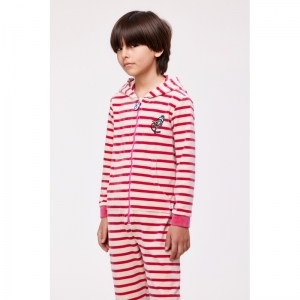 Unisex Onesie in velours 927 fuchsia-geb