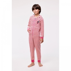 Unisex Onesie in velours 927 fuchsia-geb