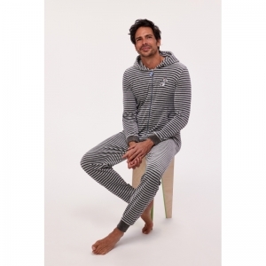 Unisex Onesie in velours 924 grijs-antra