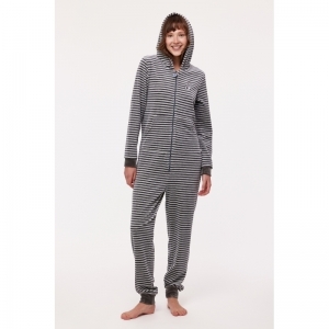 Unisex Onesie in velours 924 grijs-antra