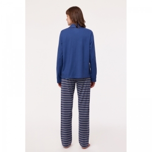 Dames pyjama, lange mouwen 834 blauw