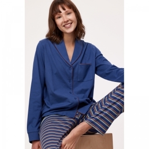 Dames pyjama, lange mouwen 834 blauw