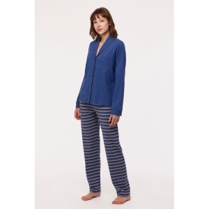 Dames pyjama, lange mouwen 834 blauw