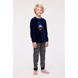 Pyjama in velours 839 donkerblauw