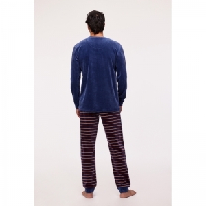 Herenpyjama in velours 834 blauw