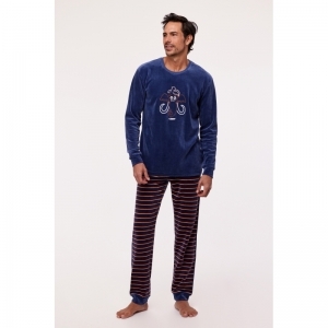 Herenpyjama in velours 834 blauw