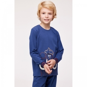 Pyjama met lange mouwen 834 blauw