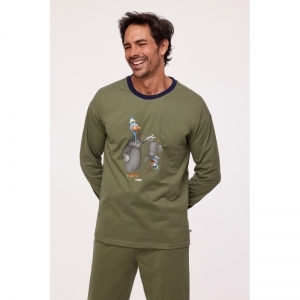 Unisex pyjama, lange mouwen 753 kakigroen