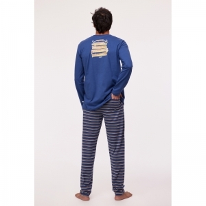 Herenpyjama, lange mouwen 834 blauw