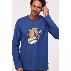 Herenpyjama, lange mouwen 834 blauw