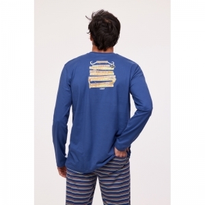 Herenpyjama, lange mouwen 834 blauw