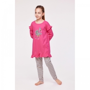 Meisjes pyjama, lange mouwen 388 fuchsia