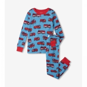 Fire Trucks pyjama delphinium blue